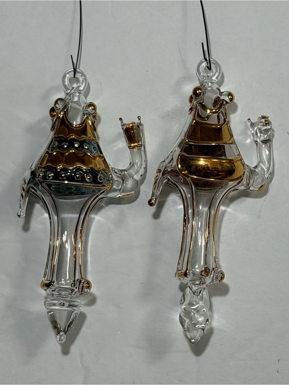 Glass Camel Holiday Ornaments with Gold Accents